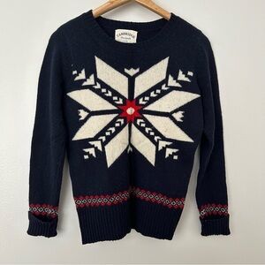 Cambridge Dry Goods lambs wool snowflake sweater S